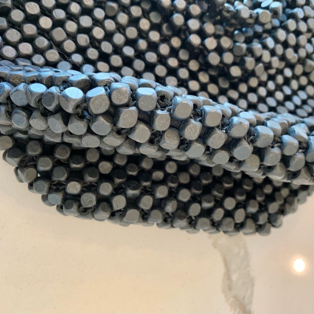๐ THE SAK Black Sustainable Wood Beaded Mini Bucket Tote Bag - Picture 6 of 11